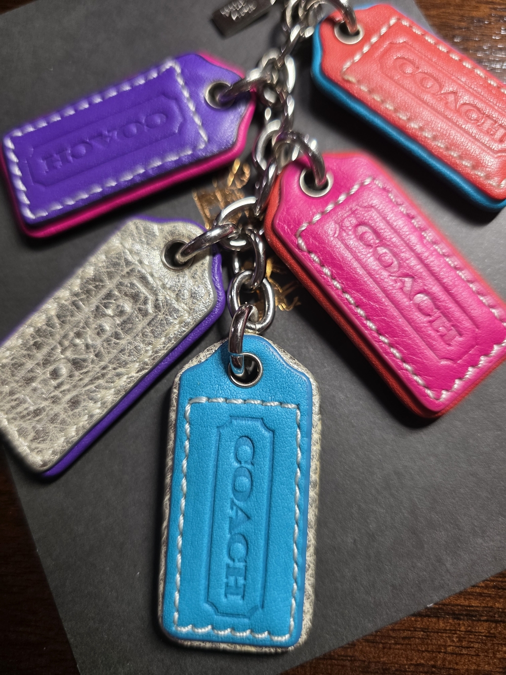 COACH Extremely RARE Multicolor Leather Tag Charm Keychain - Picture 10 of 11